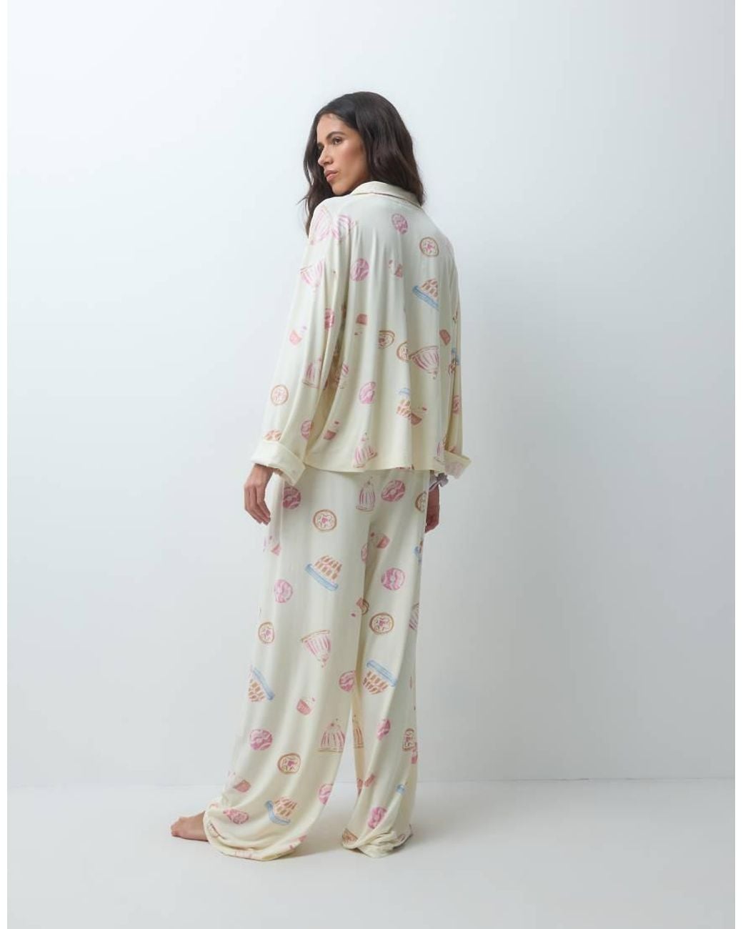 ASOS White Super Soft Long Sleeve Shirt & Trouser Pyjama Set