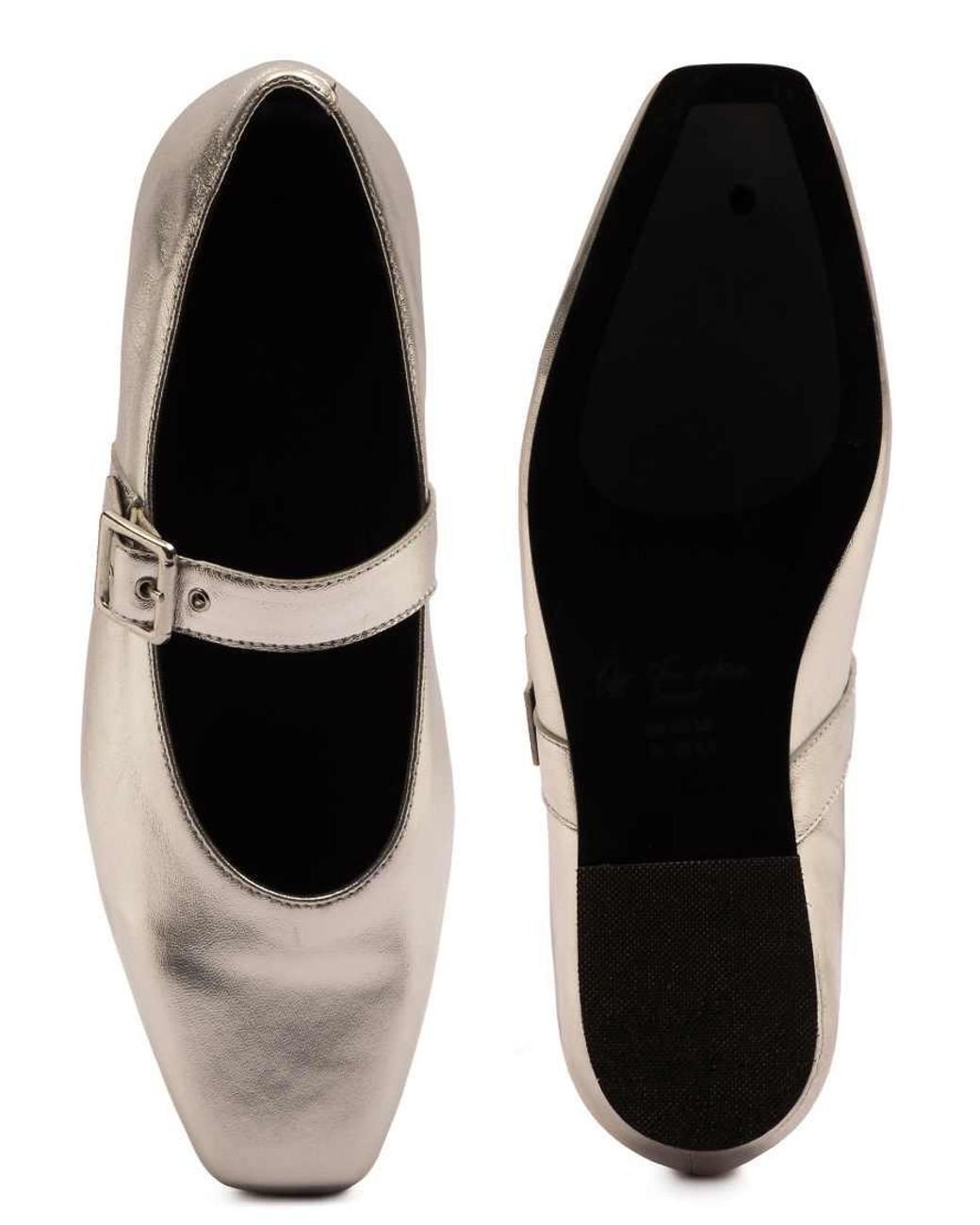 OFF THE HOOK White Cuffley Leather Square Toe Mary Jane Flats