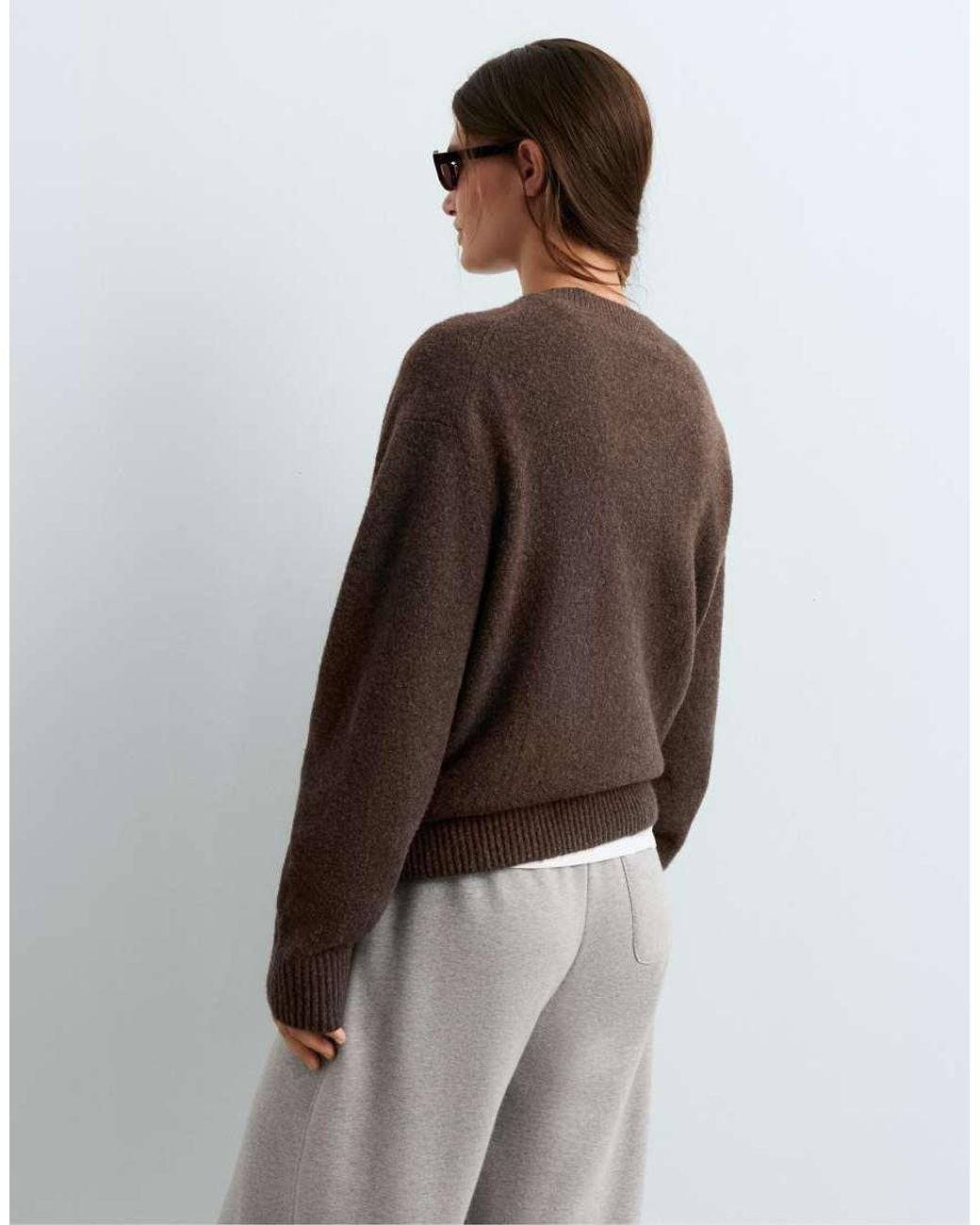 Oysho Gray Soft-Touch V-Neck Jumper