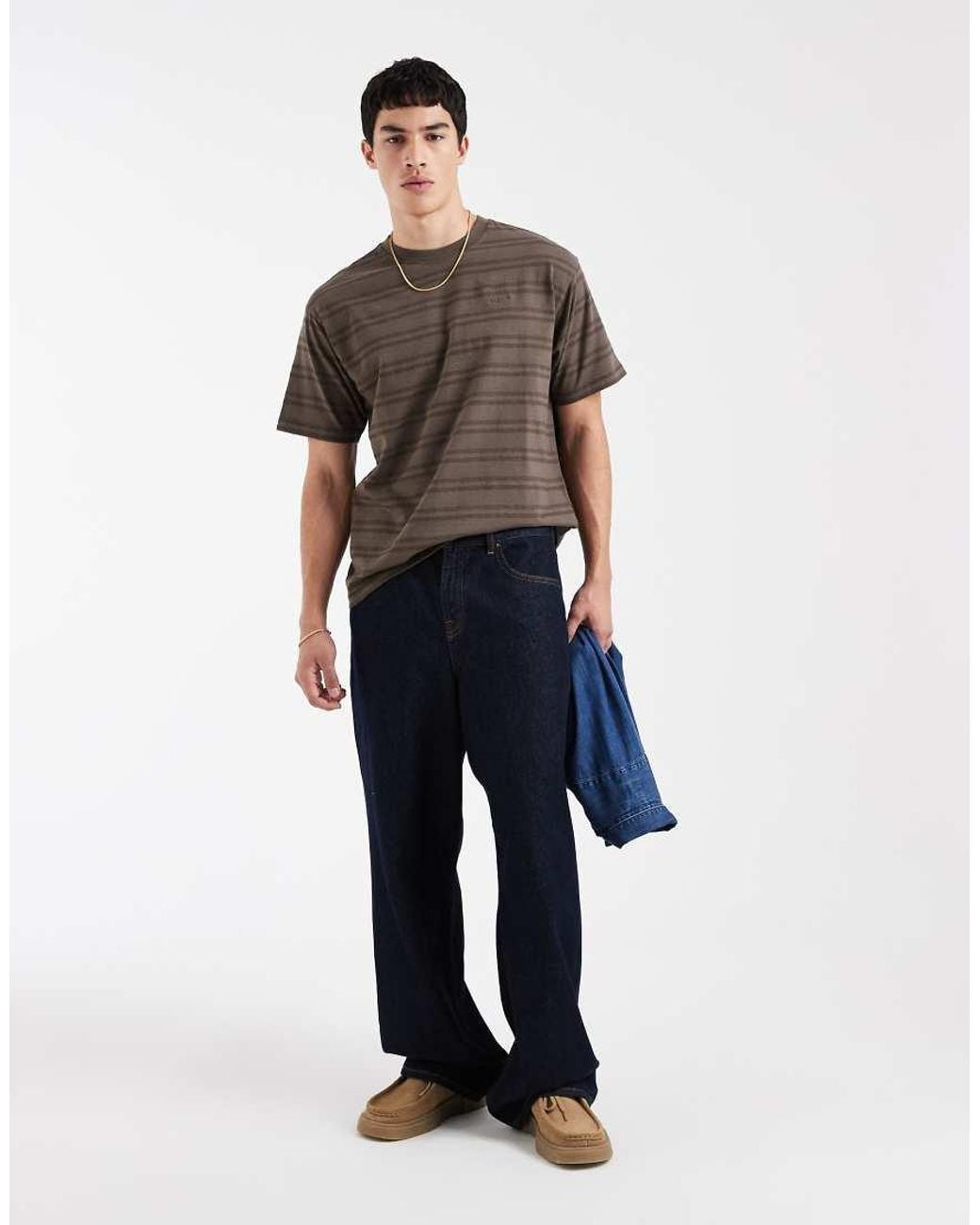 Levi's Brown Striped T-shirt for men