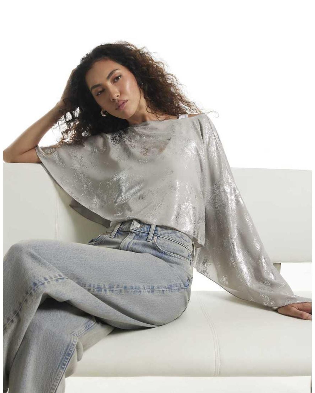 River Island Gray Asymmetric Cape