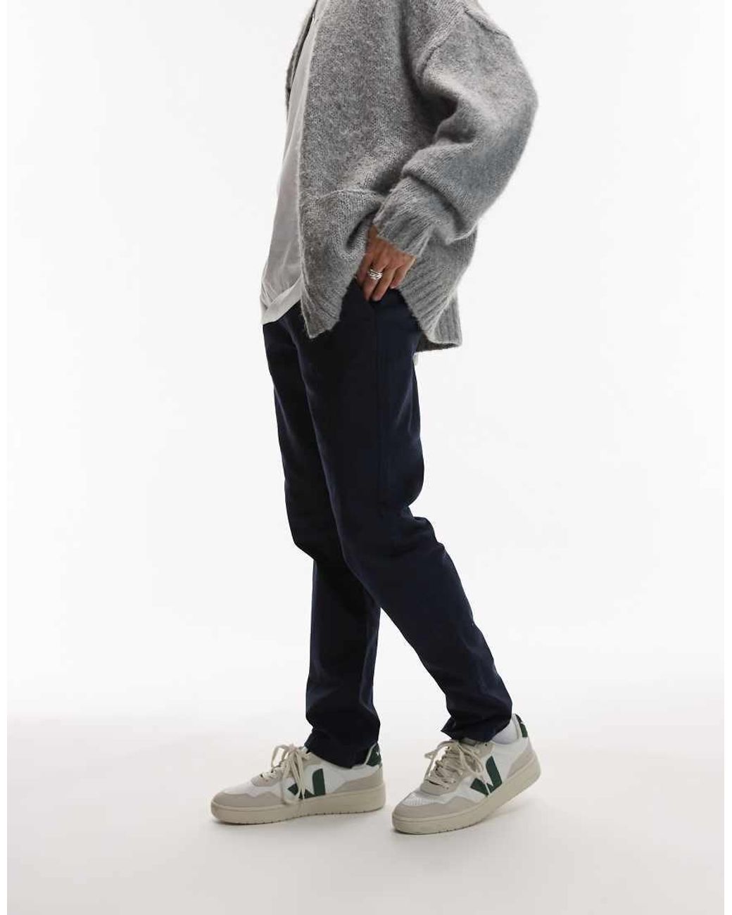 Topman Gray Slim Chino Trousers for men