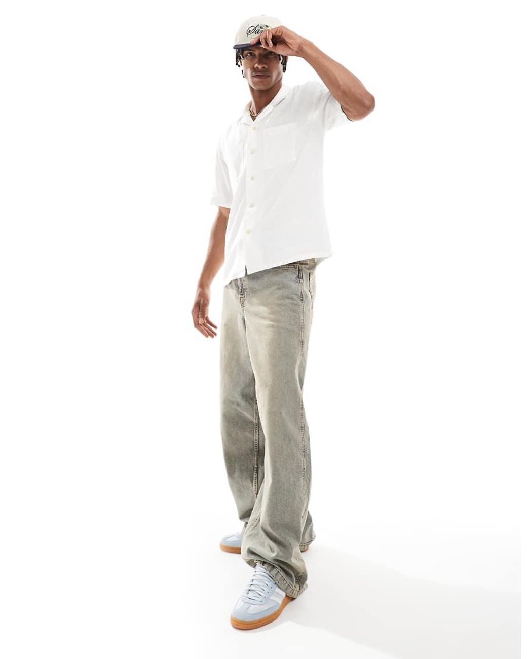 New Look Natural Boxy Linen Look Shirt for men