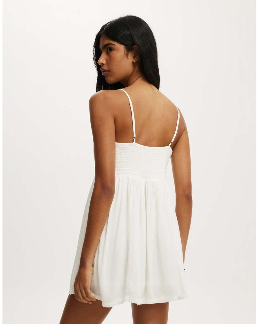 Cotton On White Sara Babydoll Mini Dress