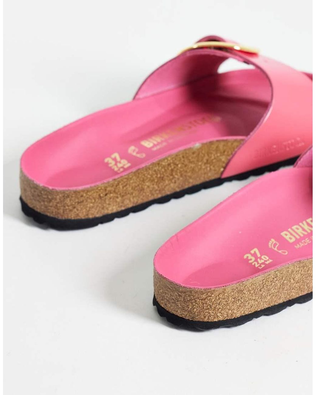 Birkenstock Pink Madrid Big Buckle Patent Leather Sandals
