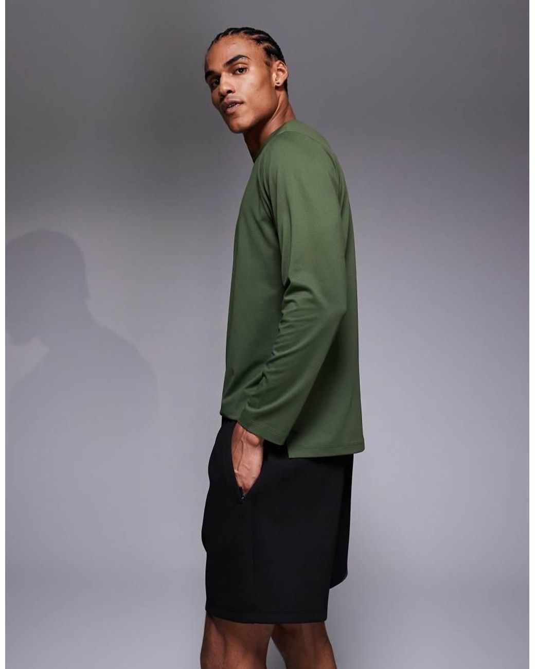 4505 Green Scuba-style Fabric Sweat Shorts With Zip Pockets for men