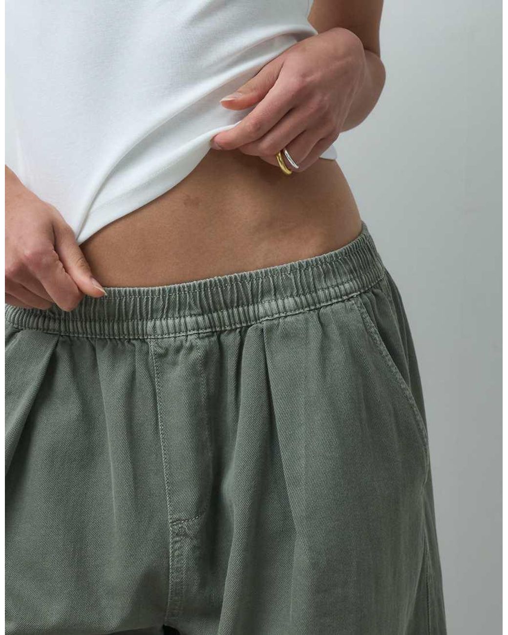 ASOS Green Pull On Barrel Tie Waist Pants