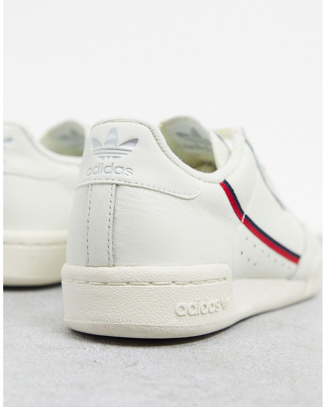 adidas originals continental 8's sneakers in off white and red