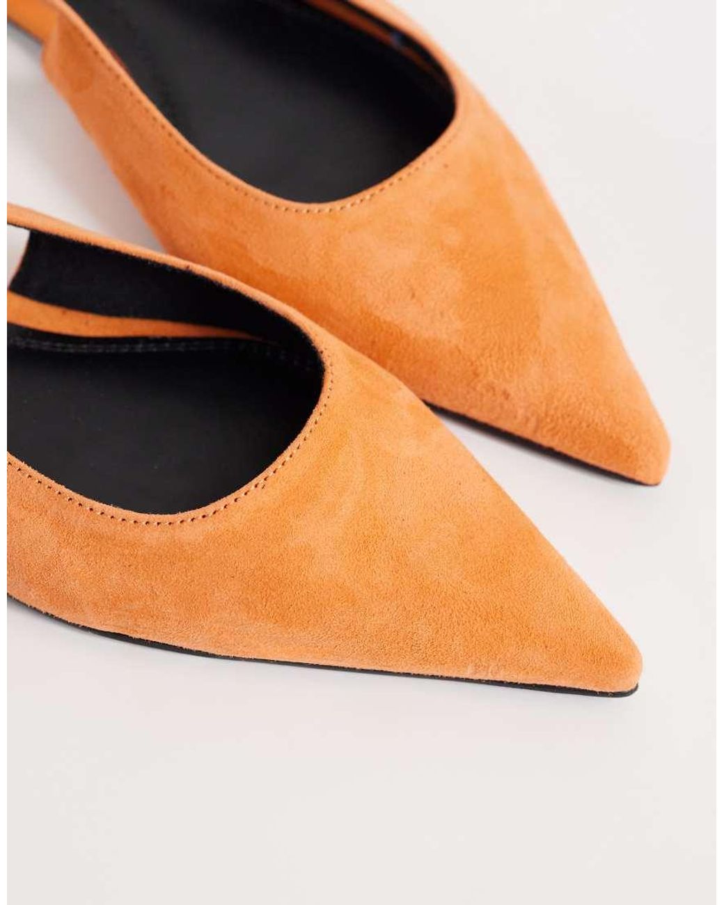 ASOS White Lovestruck Real Suede Pointed Slingback Ballet Flats