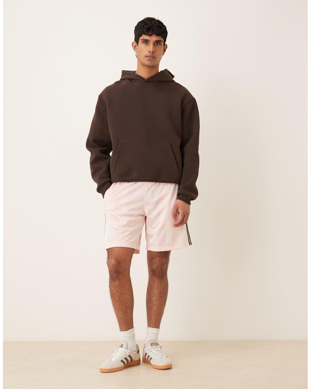 Adidas Originals Brown 3-Stripes Loose Engineered Shorts for men