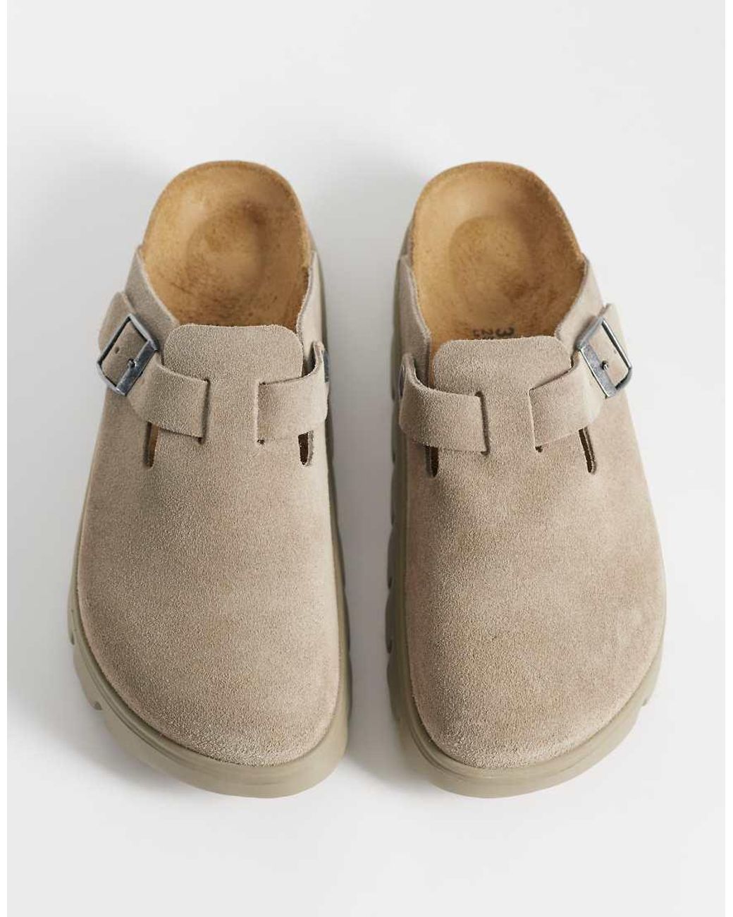 Birkenstock White Boston Suede Chunky Clogs