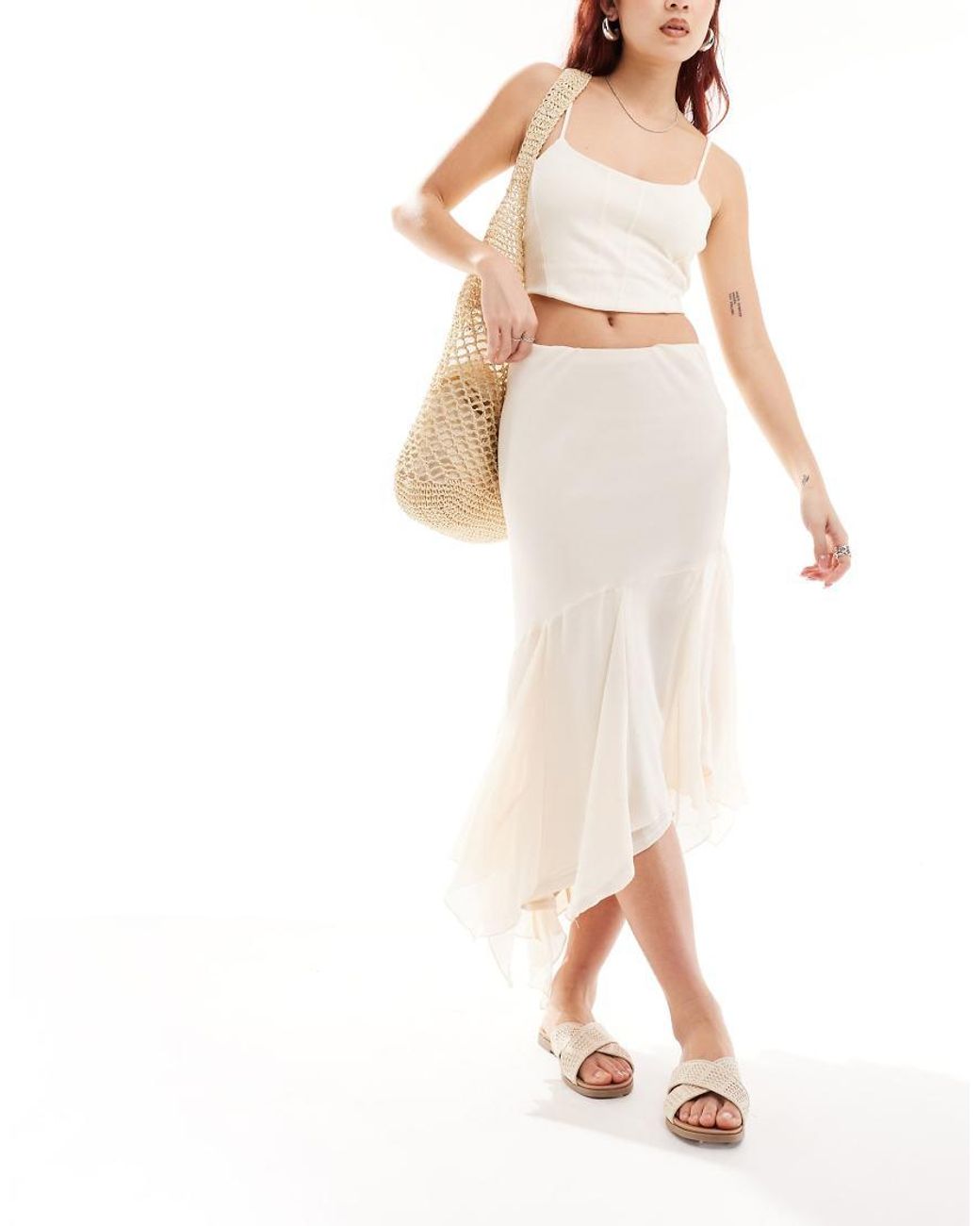 Miss Selfridge Chiffon Witchy Hem Godet Maxi Skirt in White Lyst UK