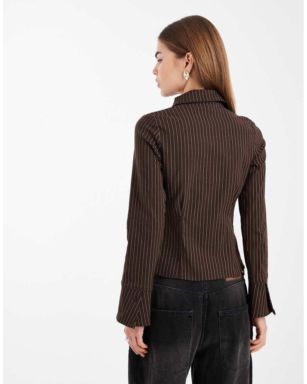 New Look Black Bengaline Stripe Fitted Shirt