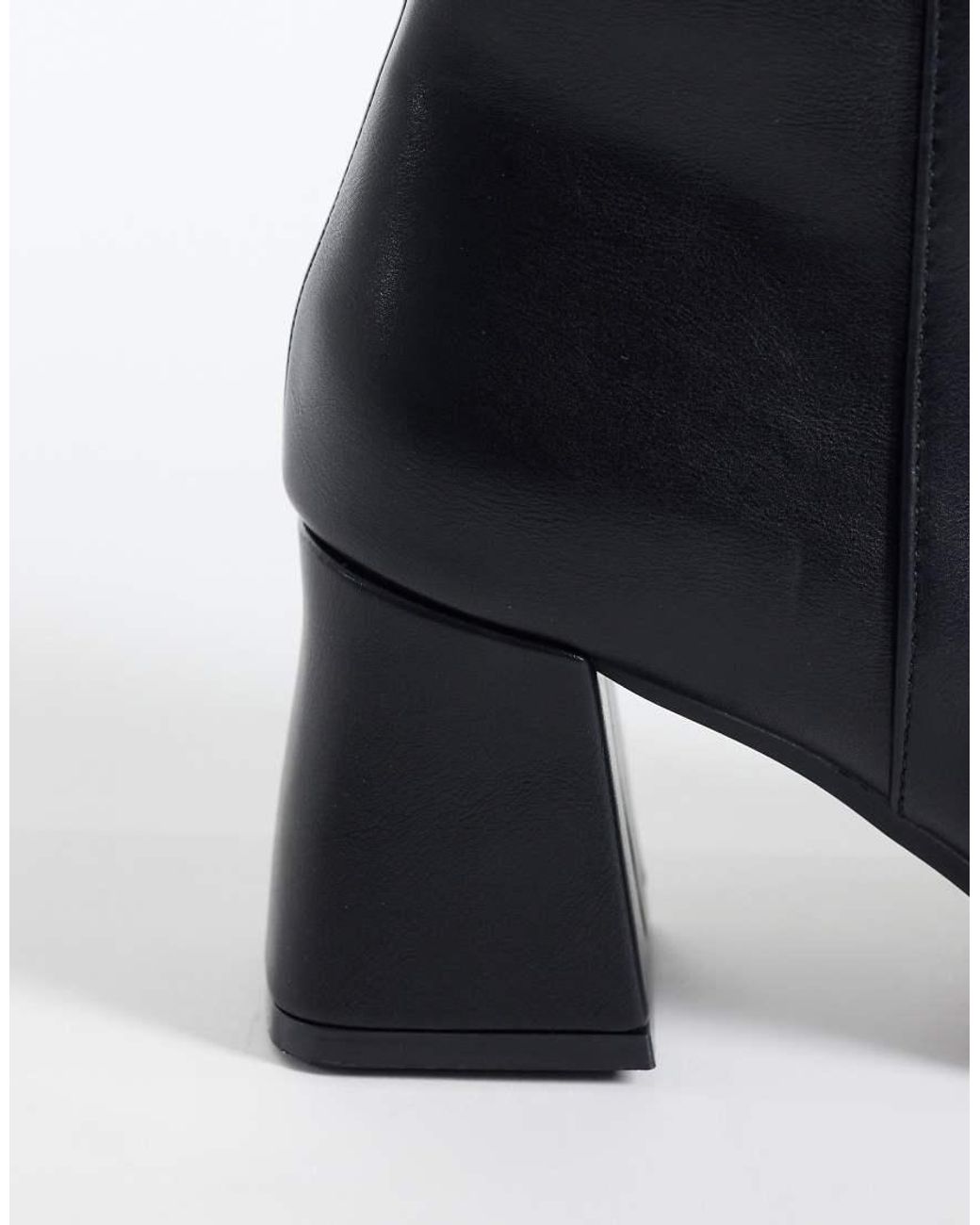 SEQWL Wide Fit Blue Fisher Block Heeled Mid Ankle Boots