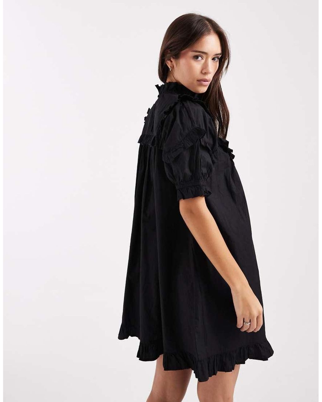 Miss Selfridge Black Lace Detail Mini Dress