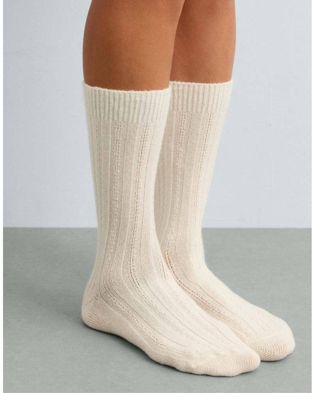 Oysho White Cashmere 25% Wool 11% Classic Socks