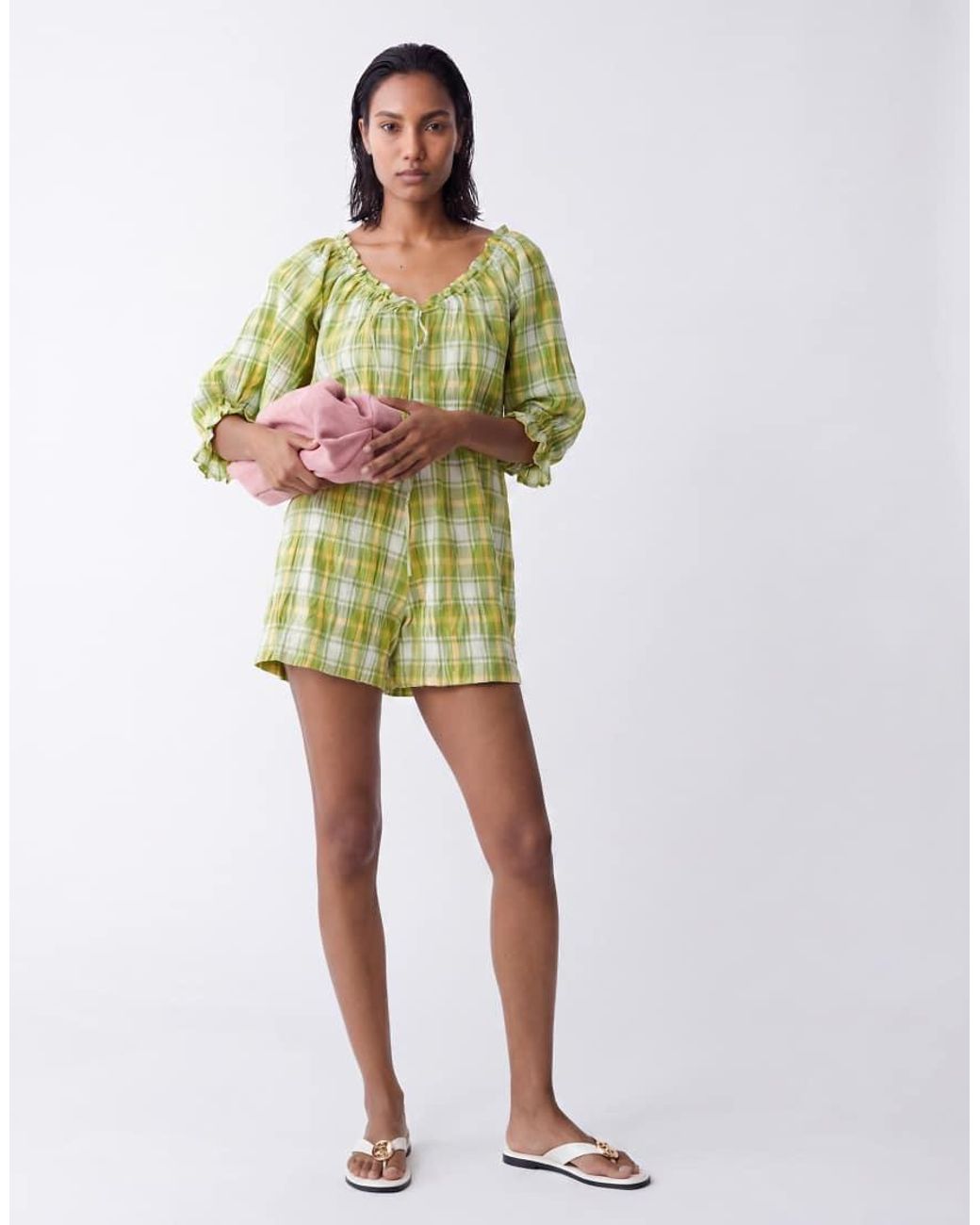 ASOS Green Frill Neck Playsuit