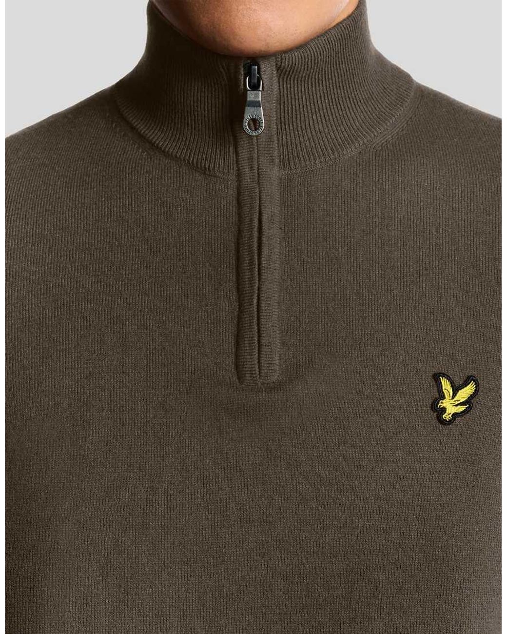 Lyle & Scott Brown Cotton Merino 1/4 Zip Jumper for men