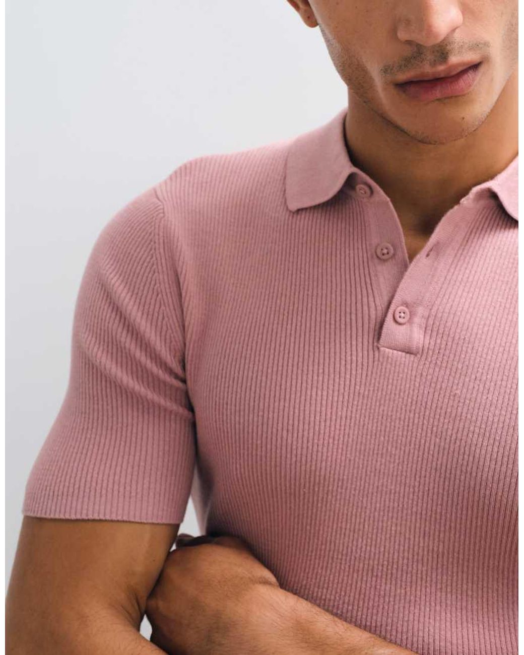 ASOS Red Essential Muscle-fit Fine-rib Knit Polo for men