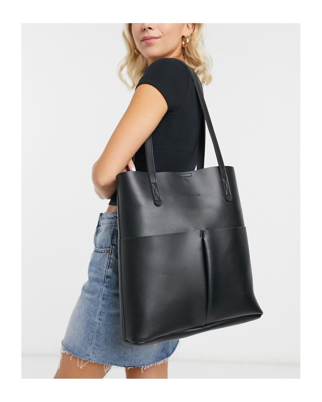 Claudia Canova Unlined Two Pocket Tote Bag in Black | Lyst UK