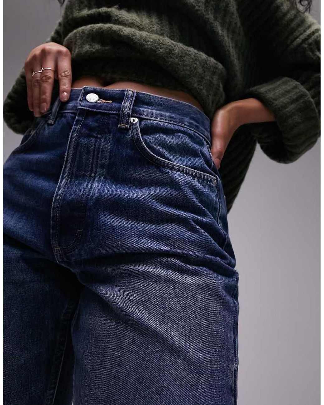 Topshop Hourglass Blue Kort High Rise Straight Jean