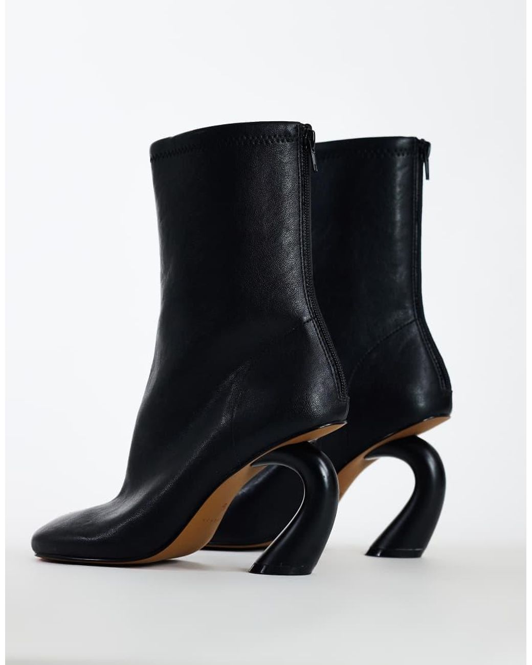 TOPSHOP Black Kendal Structured Heel Sock Boot
