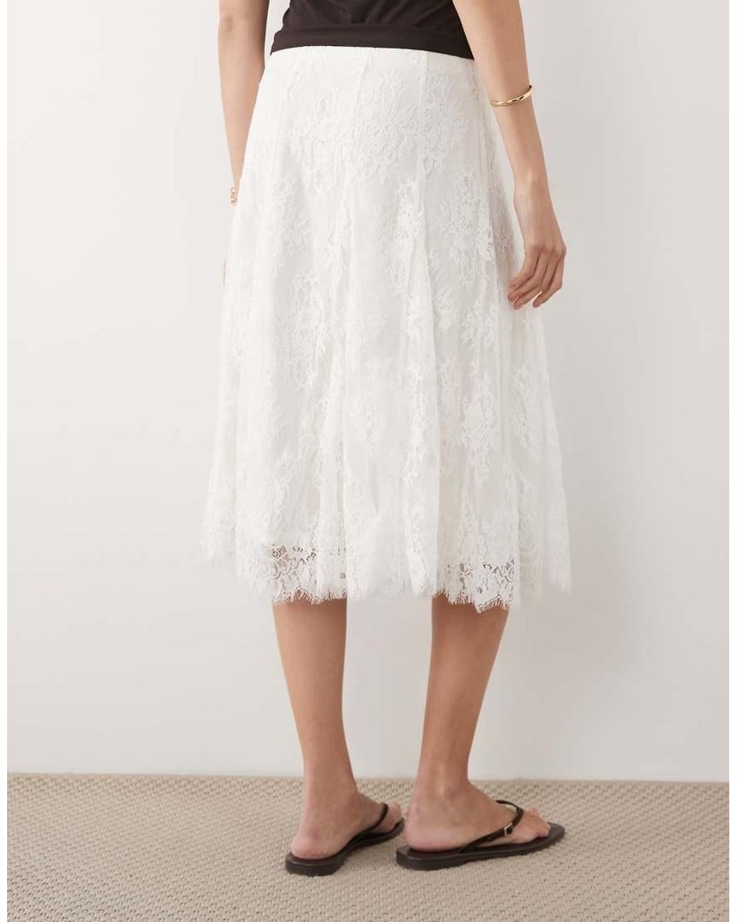 Abercrombie & Fitch White All Over Lace Midi Skirt