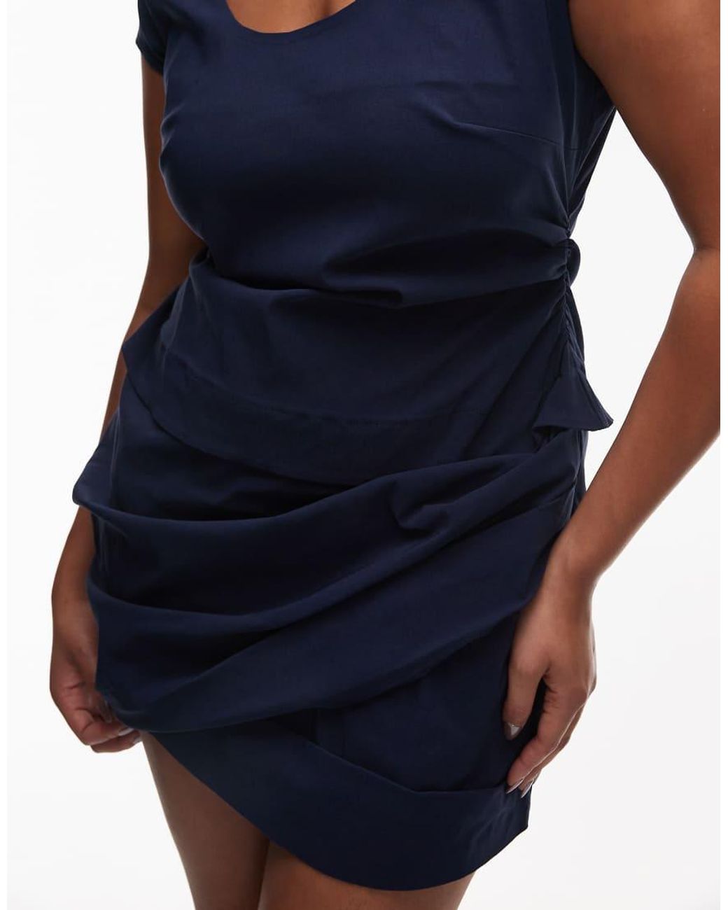 ASOS Blue Asos Design Curve Cap Sleeve Wrap Skirt Mini Dress