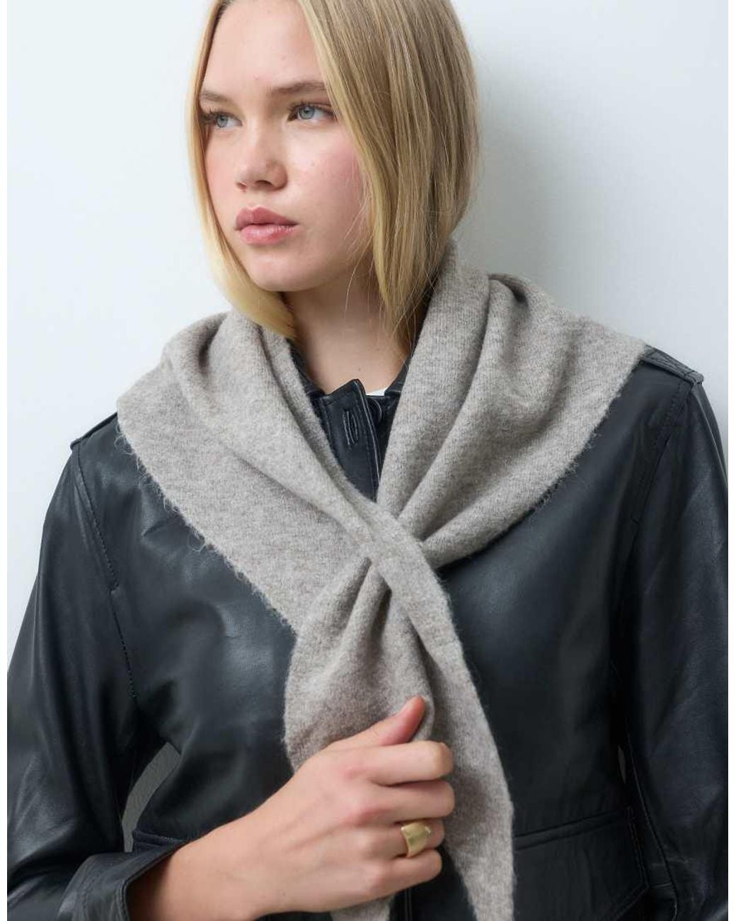 Mango Gray Knitted Neck Scarf