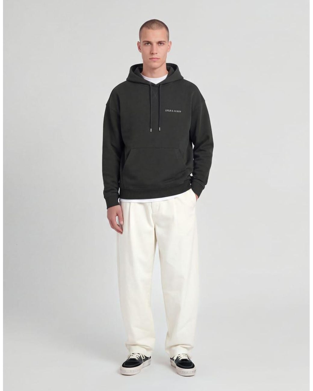 Lyle & Scott Black Mid Layers Script Heavyweight Loopback Pullover Hoodie for men