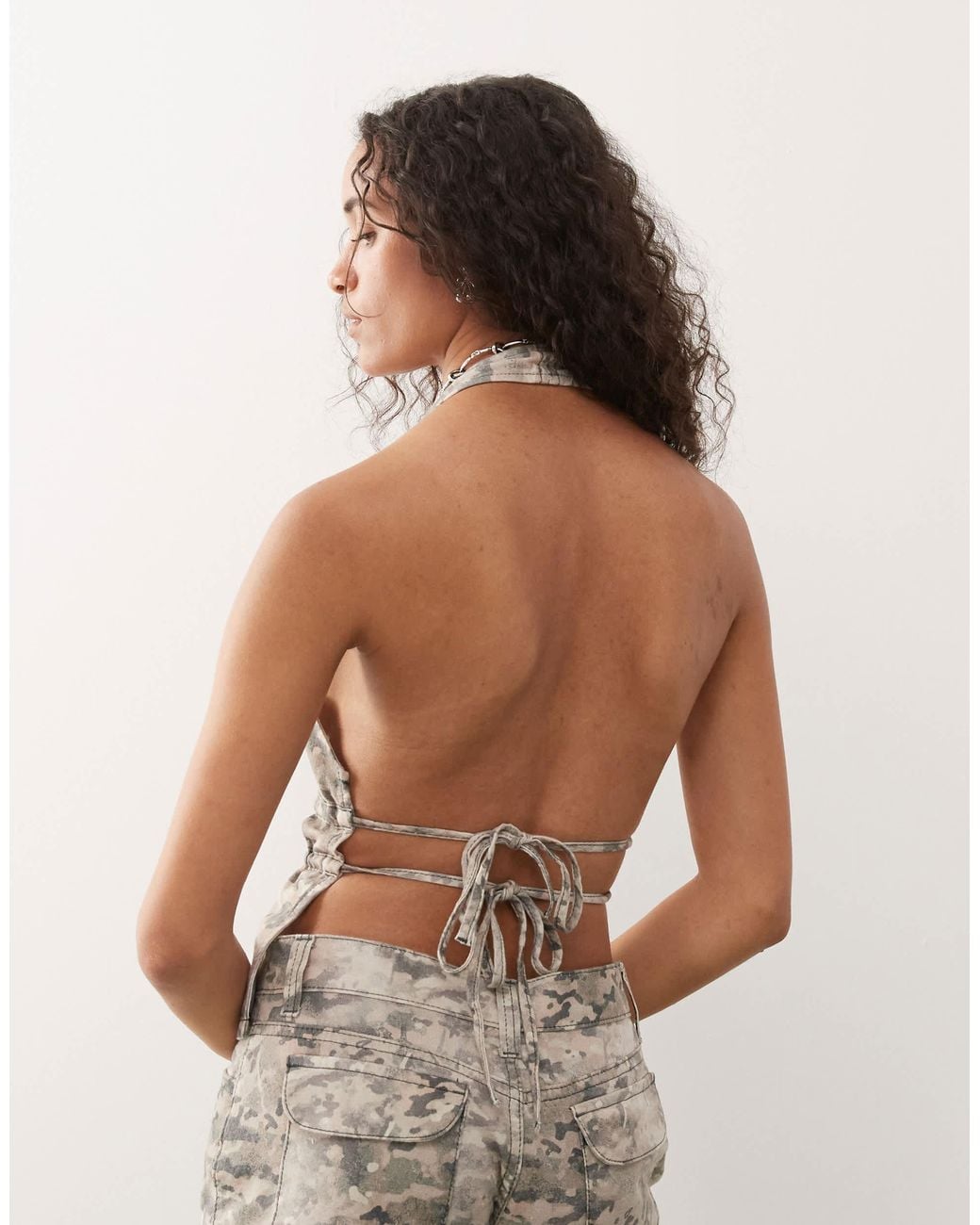 Collusion Green Halter Top With Tie Straps