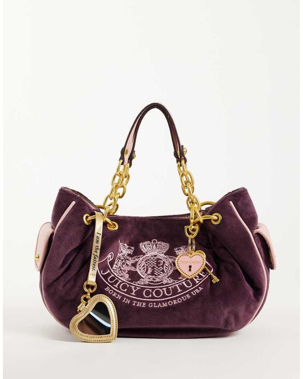 Juicy Couture Purple Logo Medium Double Handle Shoulder Bag
