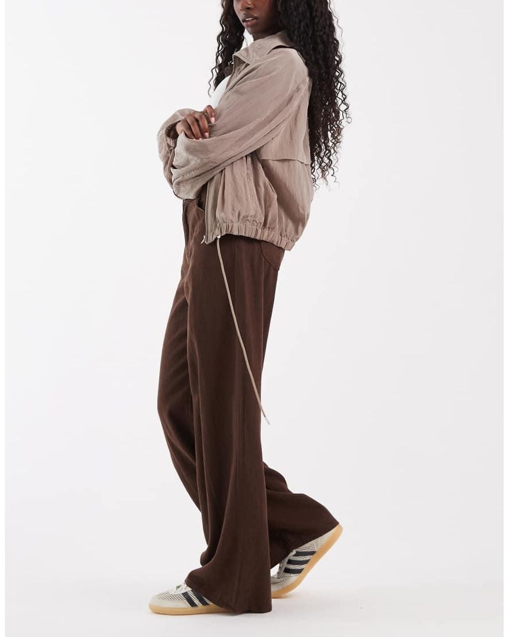 Levi's Brown Linen Wide Leg Trousers