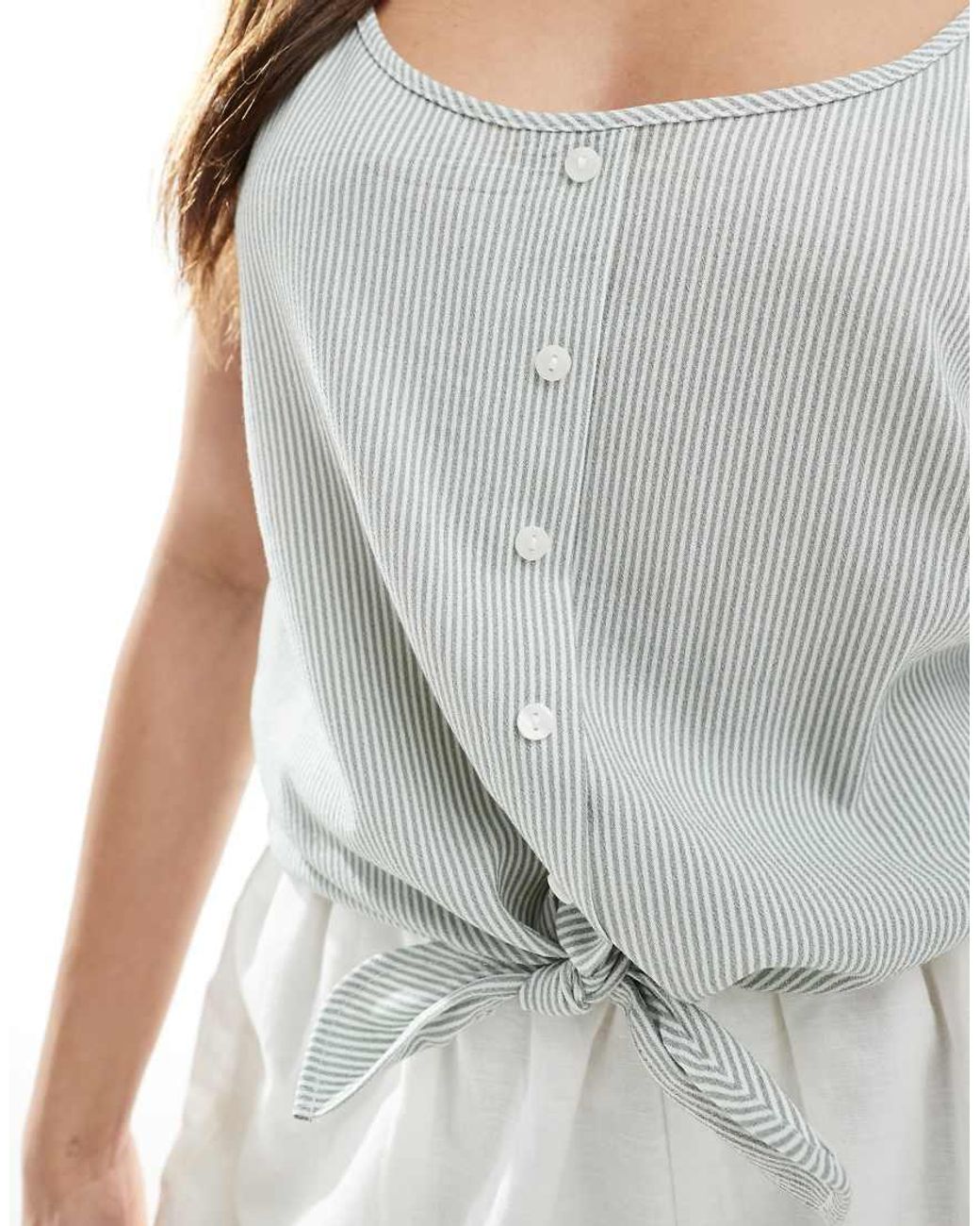 ONLY White Knot Front Cropped Vest