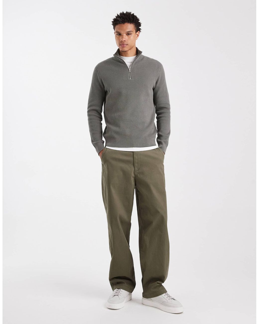 Only & Sons – gerippter pullover in Gray für Herren