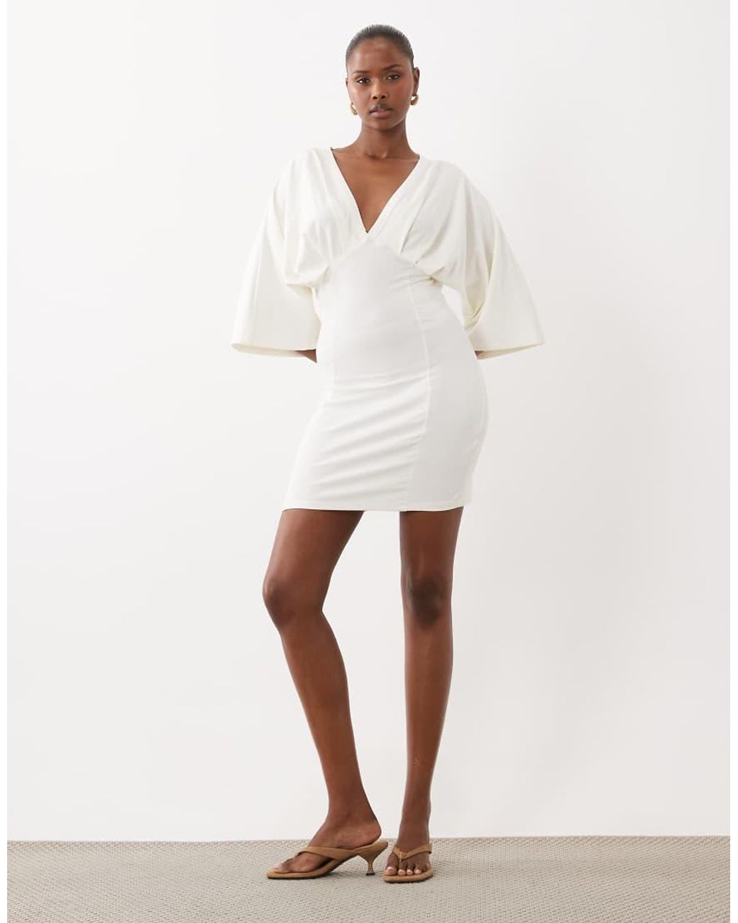 ASOS White Grecian V-neck Mini Dress