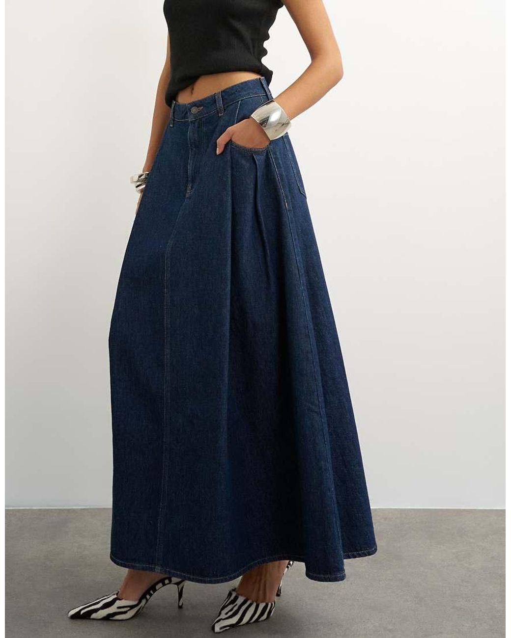 TOPSHOP Cocoon Maxi Rok in het Blue