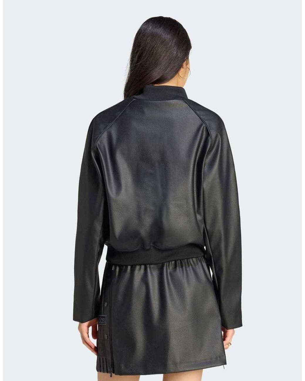 Adidas Originals Black Pleather Sst Tracktop