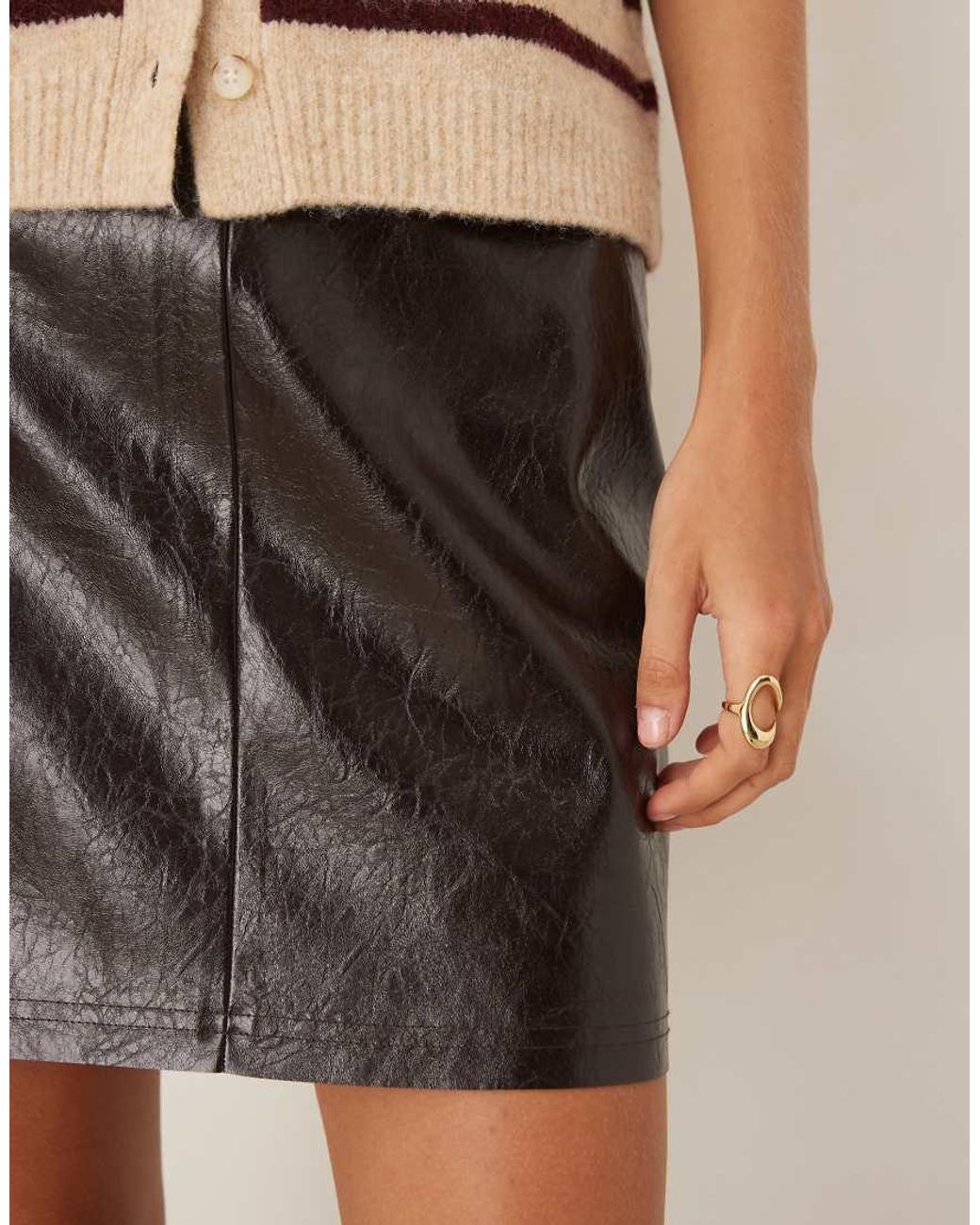 Jdy Natural Faux Leather Textu Mini Skirt