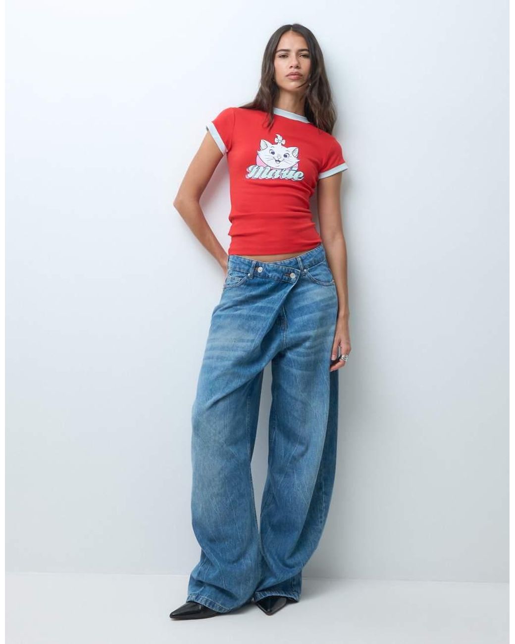 ASOS Blue Disney Ringer Baby Tee With Marie Print