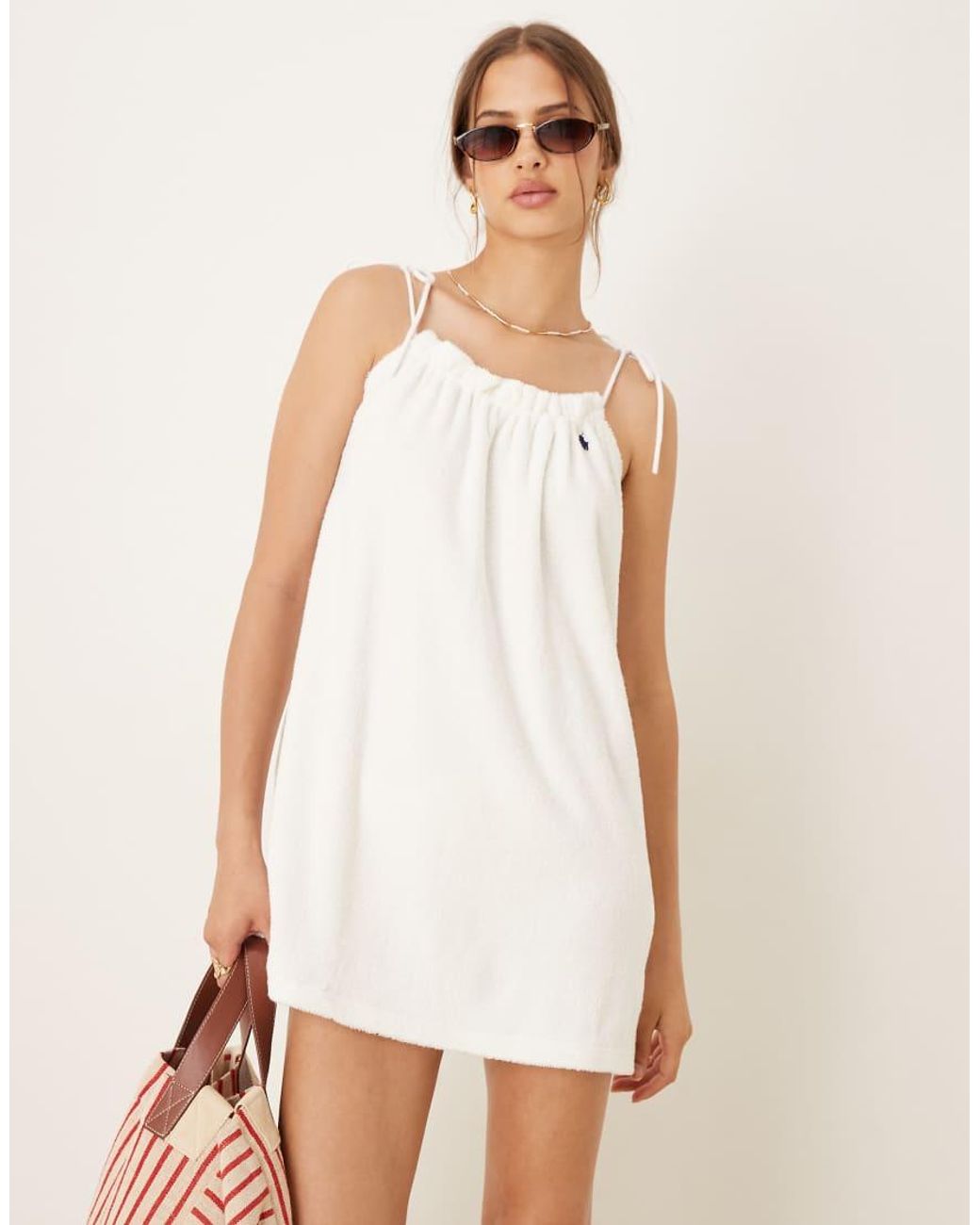 Polo Ralph Lauren White Shoulder Tie Dress
