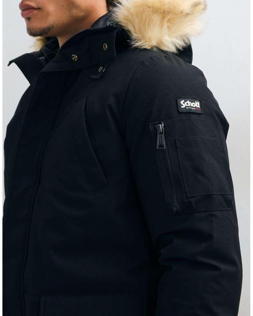 Schott Nyc Blue Padded Parka Jacket for men