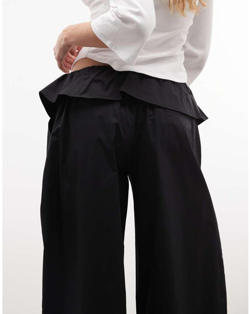 ASOS Black Foldover Waist Detail Pants