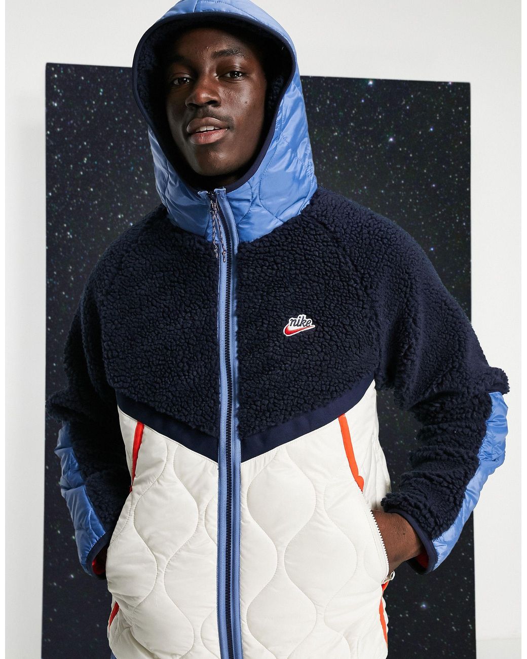 Nike Heritage Essentials Winter Fleece Panelled Zip-through Hooded Jacket  in Blue for Men | Lyst Australia