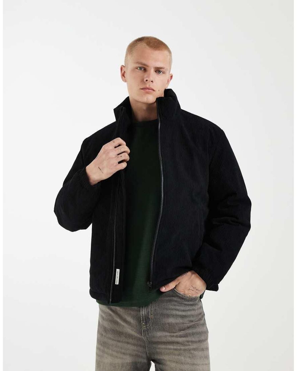 Redefined Rebel Black Boxy Oversized Cord Jacket for men