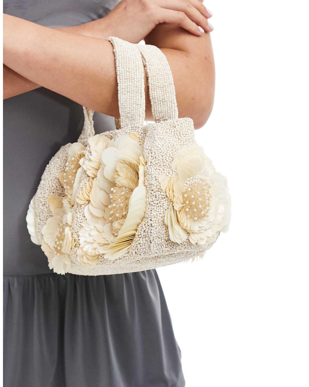 ASOS Floral 3d Embellished Grab Bag in Natural Lyst