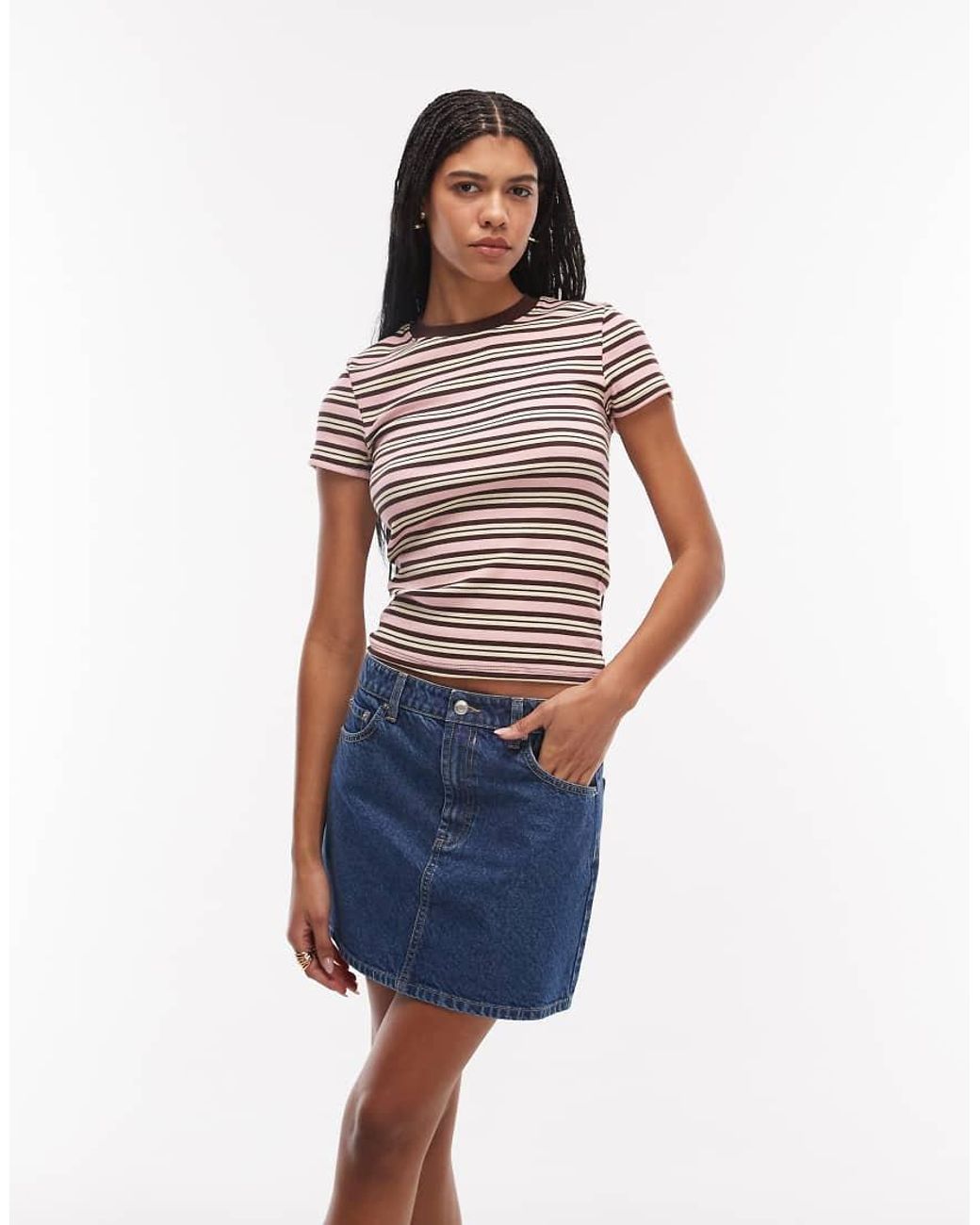 ASOS Blue High Waisted A Line Mini Skirt