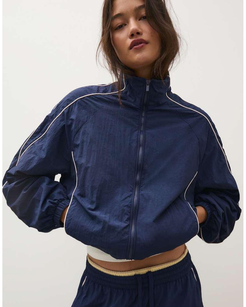 Bershka Blue Contrast Lightweight Jacket