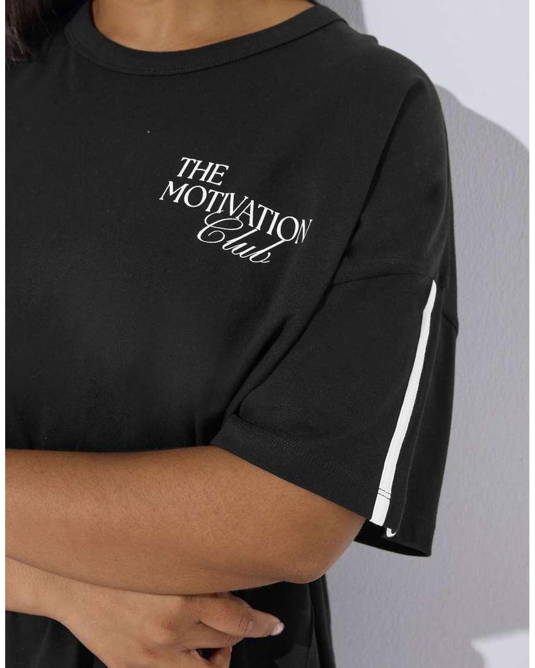 Yours Clothing Black Slogan Active T-Shirt