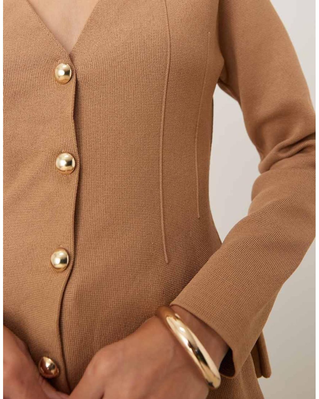 Mango Blue Compact Knit Jacket With Flared Hem